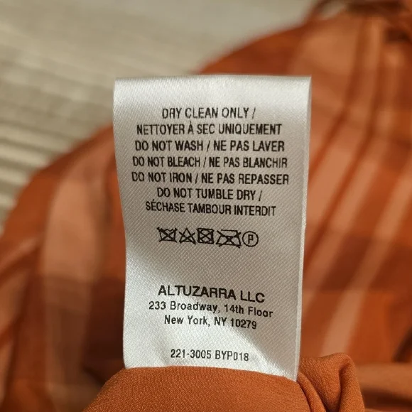 Altuzarra Picotee Orange Checkered Midi Dress In Cayenne Canyon Clay Size 42 - Picture 16 of 16